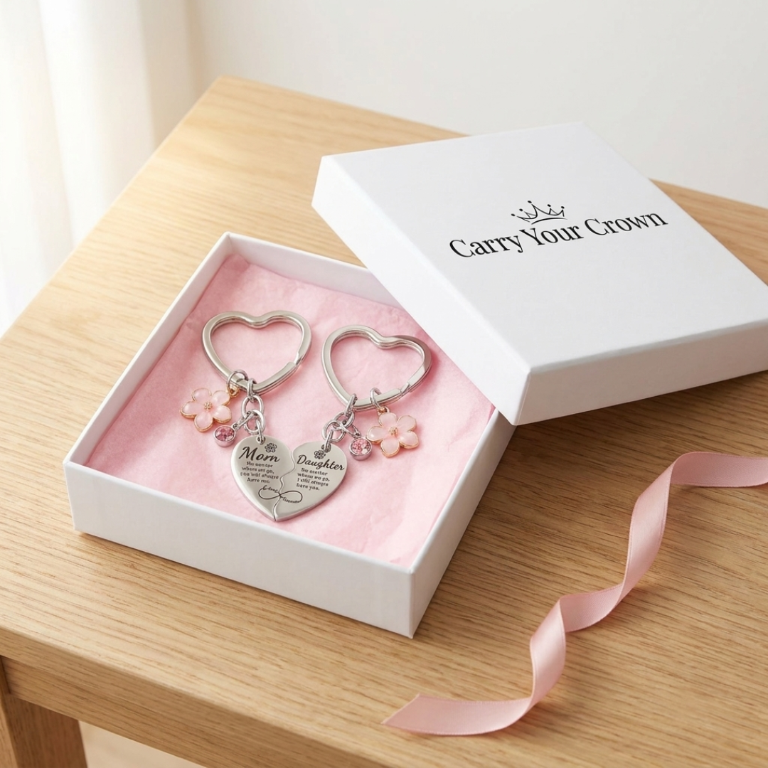 Mom & Daughter Matching Heart Keychain Set