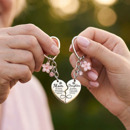 Mom & Daughter Matching Heart Keychain Set